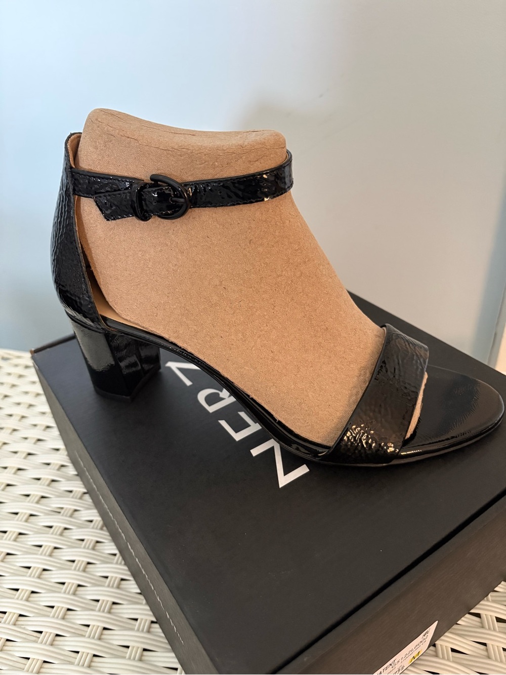 Naturalizer Black Patent Block Heel Sandals
